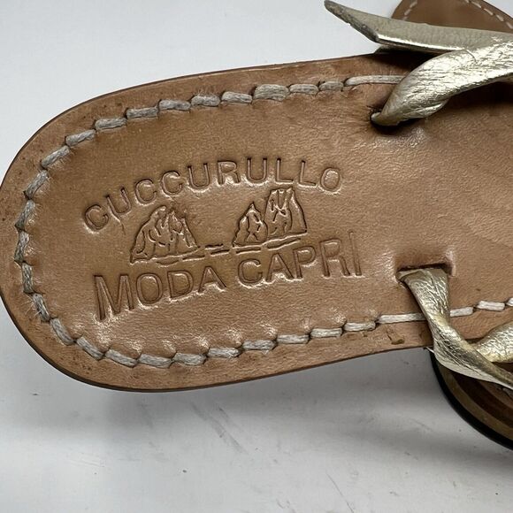 Cuccurullo Moda Capri Leather Strappy Sandals Gold Women’s EU 41 US 10 - Picture 6 of 7